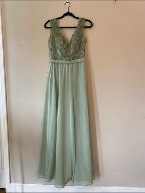 Sleeveless Embroidered Sage Green Maxi Dress